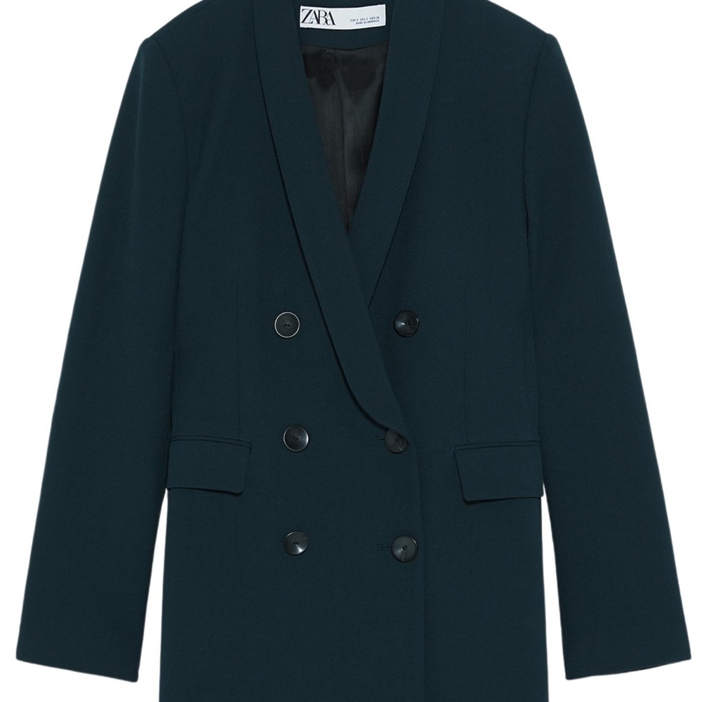 Zara Green Double-Breasted Jacket 2005/703/500 size M
